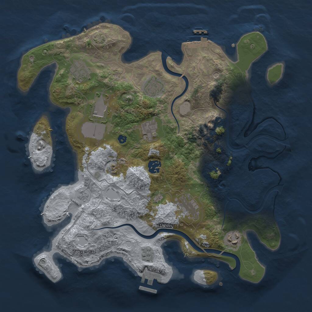 Rust Map: Procedural Map, Size: 3500, Seed: 1093323223, 14 Monuments