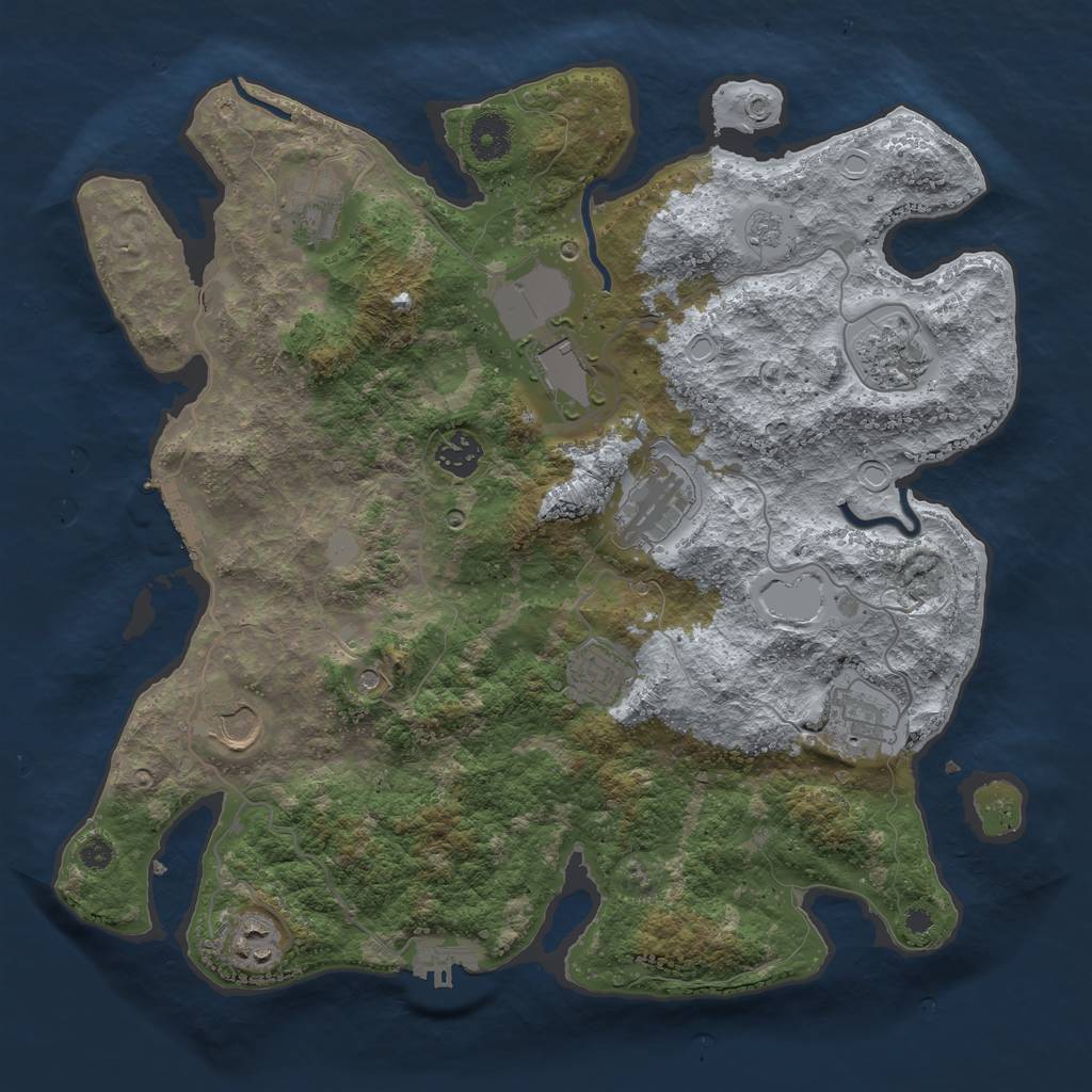 Rust Map: Procedural Map, Size: 3700, Seed: 916043451, 18 Monuments