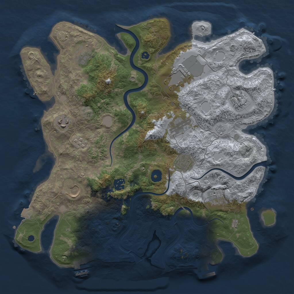Rust Map: Procedural Map, Size: 3700, Seed: 916043451, 16 Monuments