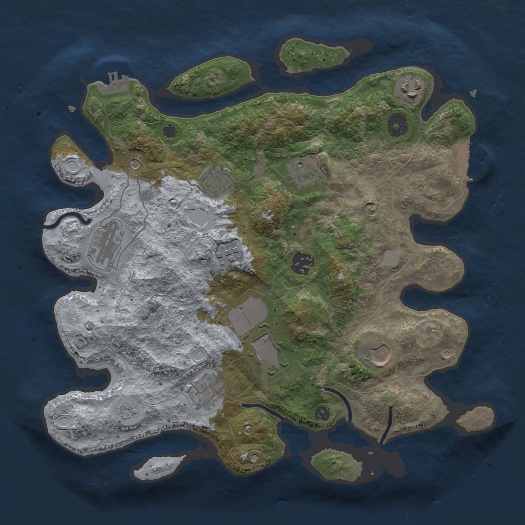 Rust Map: Procedural Map, Size: 3500, Seed: 746741797, 18 Monuments