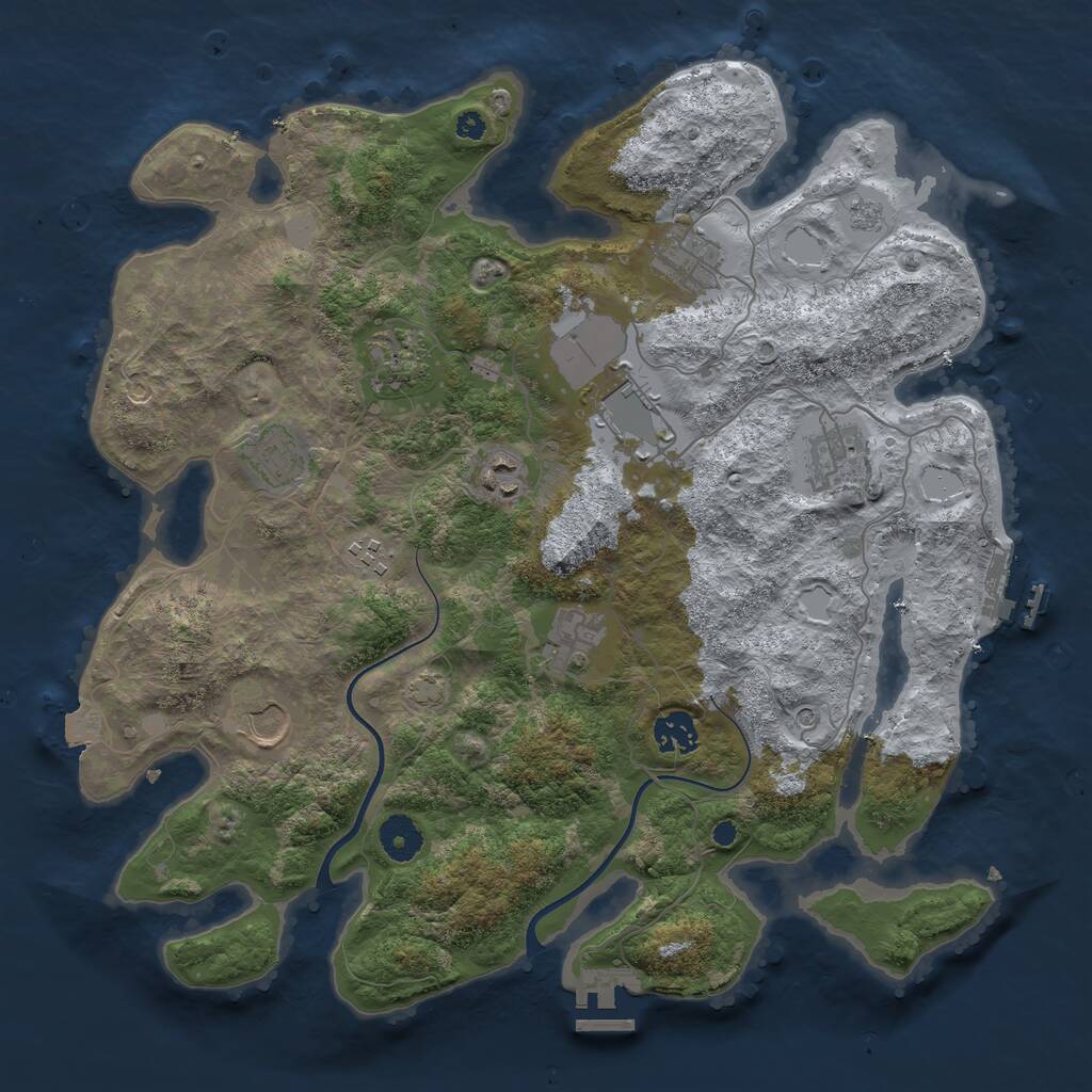 Rust Map: Procedural Map, Size: 3750, Seed: 6189436, 16 Monuments