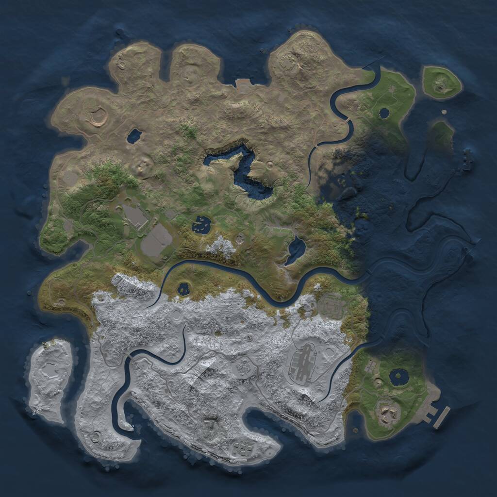 Rust Map: Procedural Map, Size: 4000, Seed: 1310747636, 14 Monuments