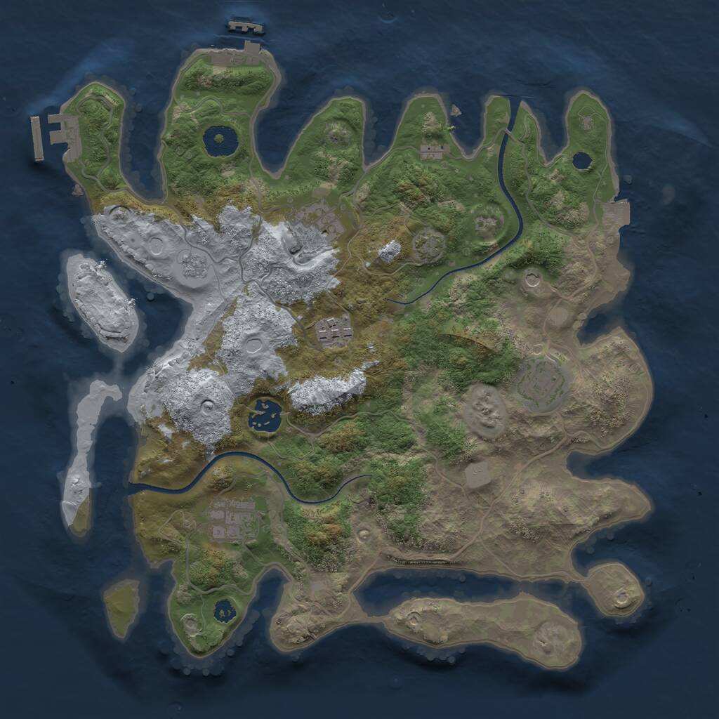 Rust Map: Procedural Map, Size: 3250, Seed: 1168491123, 11 Monuments