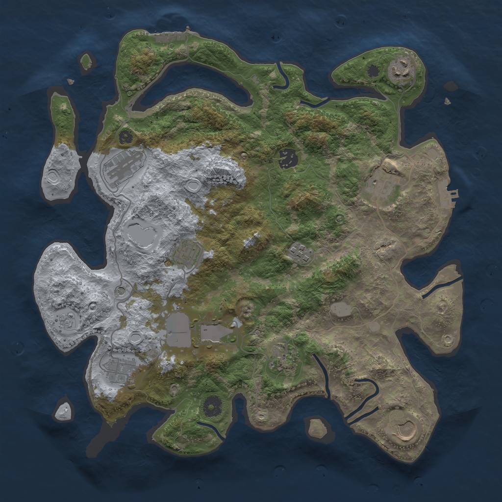 Rust Map: Procedural Map, Size: 3700, Seed: 1588584559, 19 Monuments