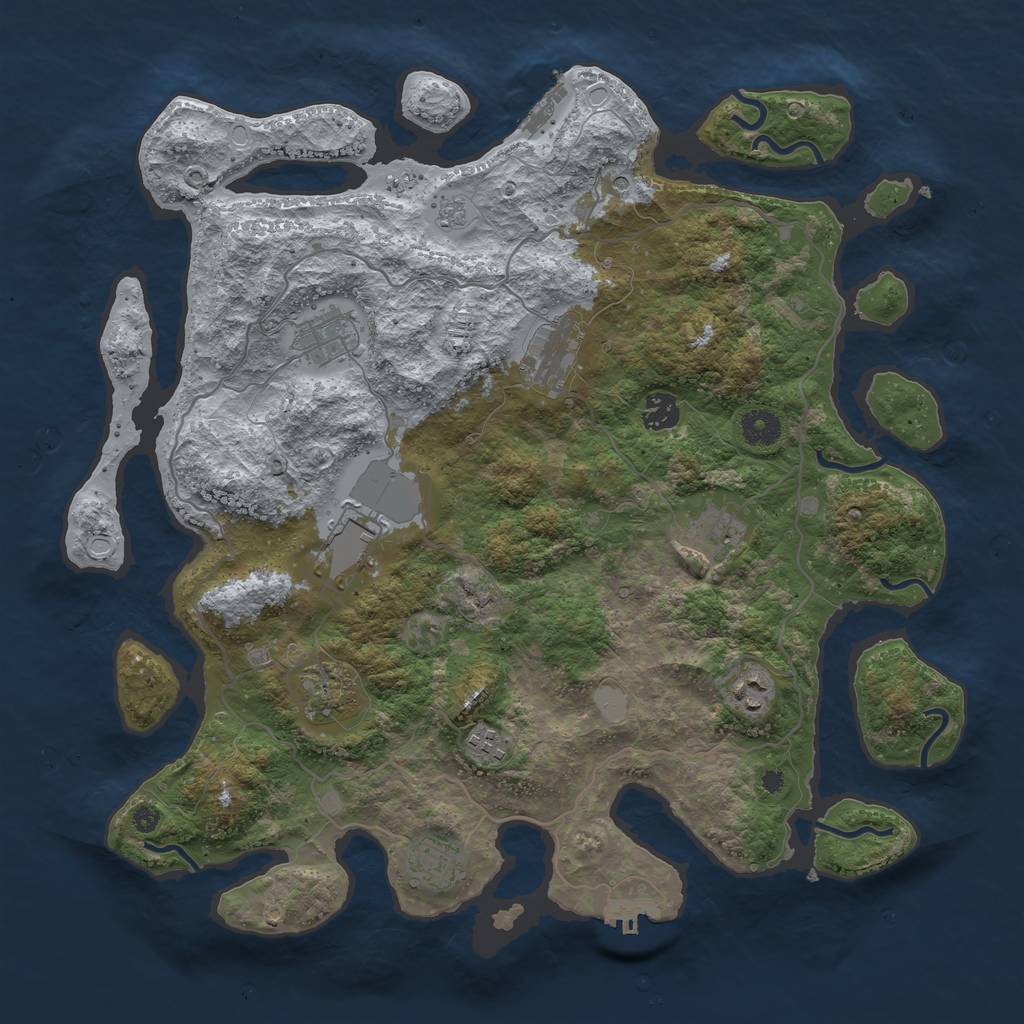 Rust Map: Procedural Map, Size: 4000, Seed: 562908677, 18 Monuments