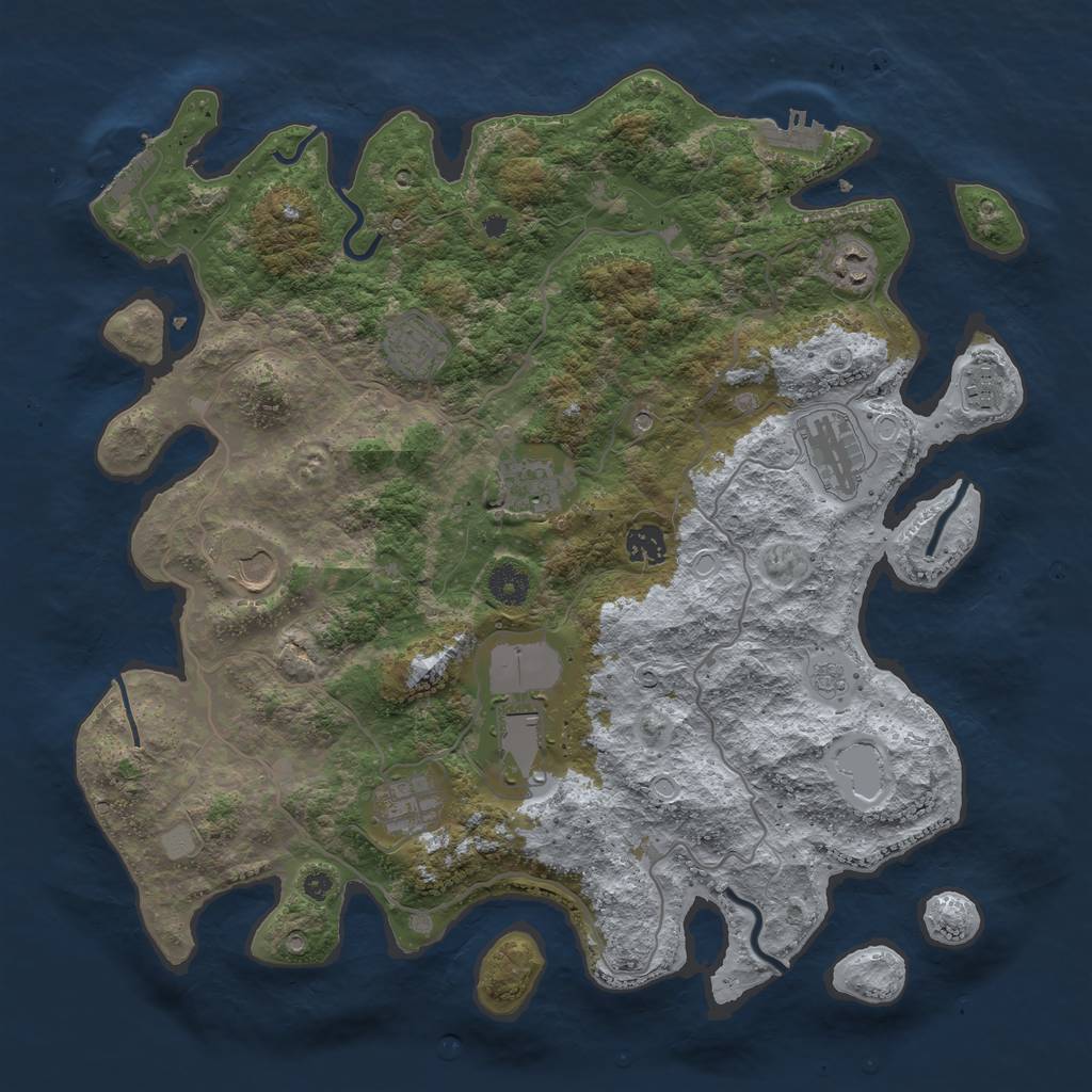 Rust Map: Procedural Map, Size: 4000, Seed: 894619802, 18 Monuments
