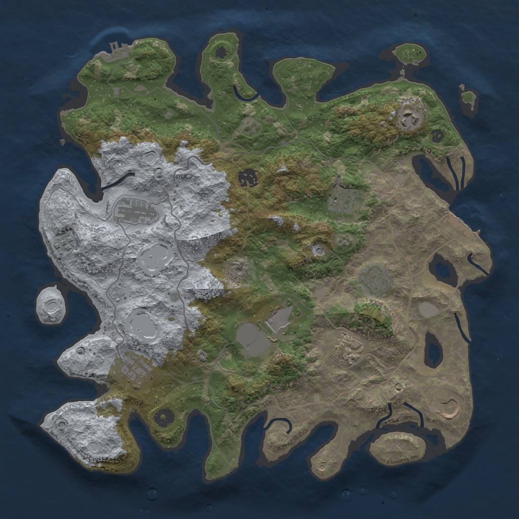 Rust Map: Procedural Map, Size: 4000, Seed: 1310747637, 19 Monuments