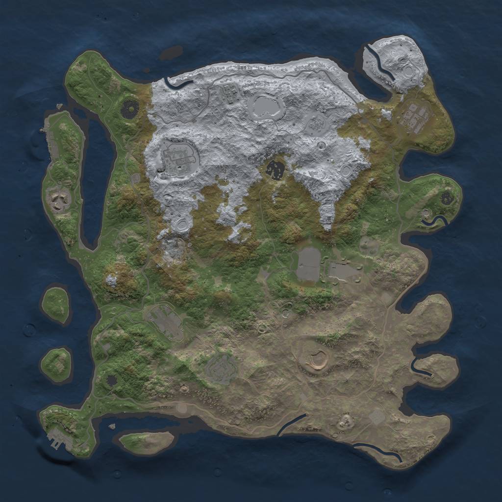 Rust Map: Procedural Map, Size: 4000, Seed: 1310747638, 18 Monuments
