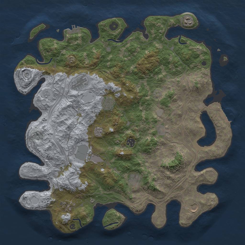 Rust Map: Procedural Map, Size: 4250, Seed: 593621156, 19 Monuments