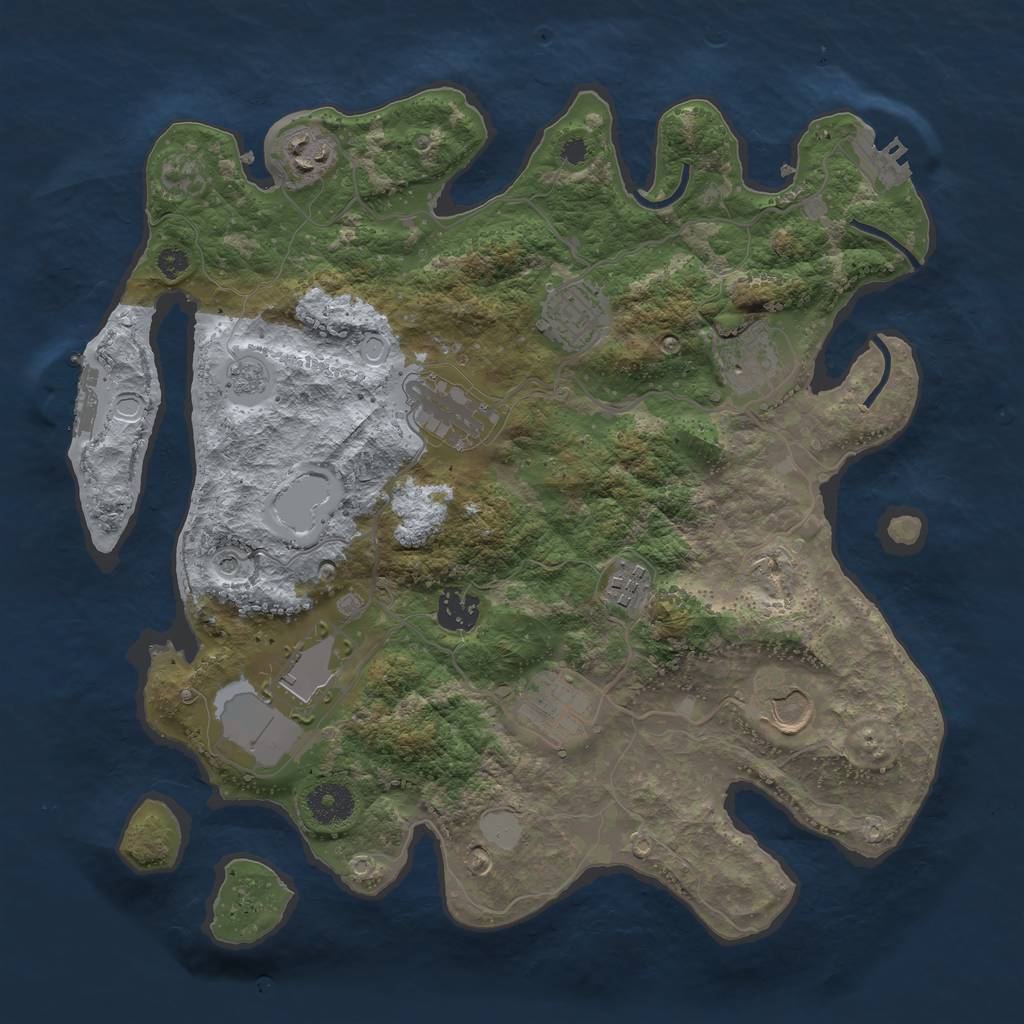 Rust Map: Procedural Map, Size: 3500, Seed: 1124632488, 18 Monuments