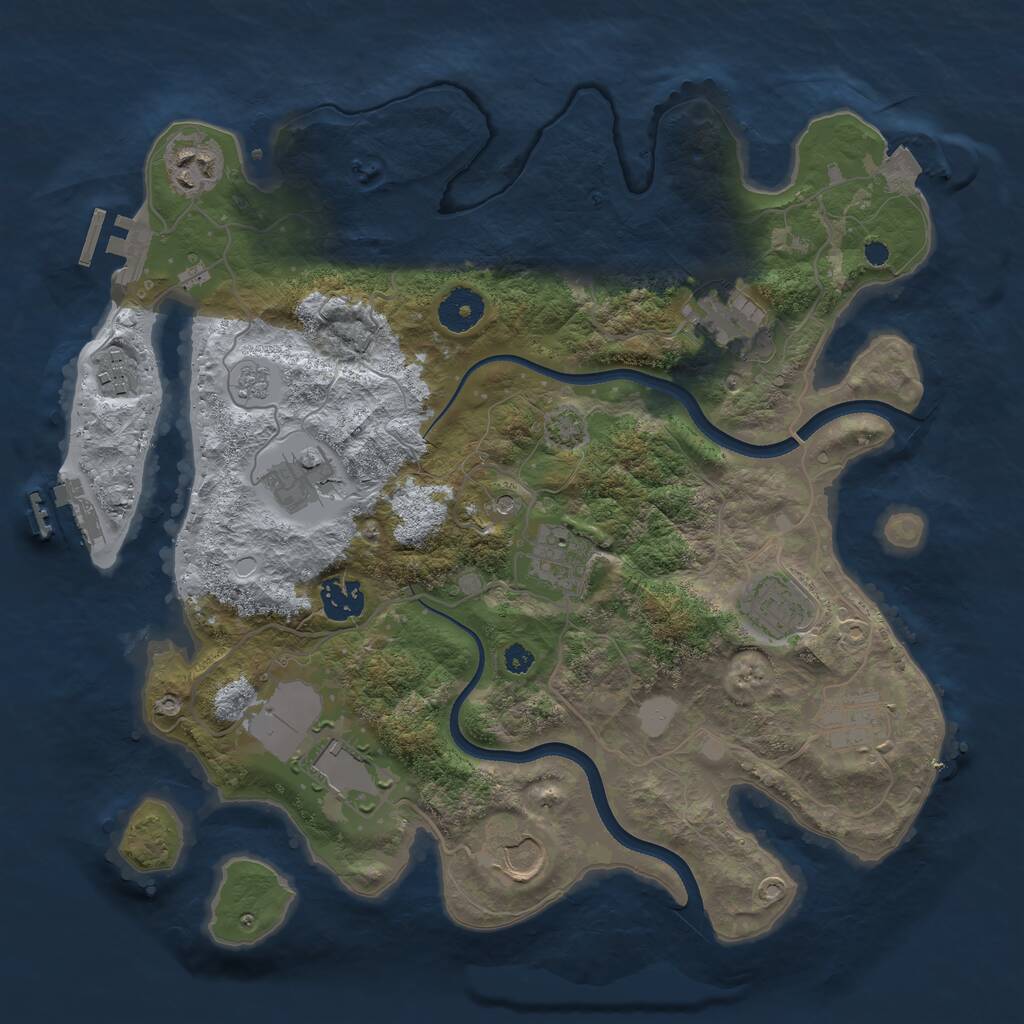 Rust Map: Procedural Map, Size: 3500, Seed: 1124632488, 16 Monuments