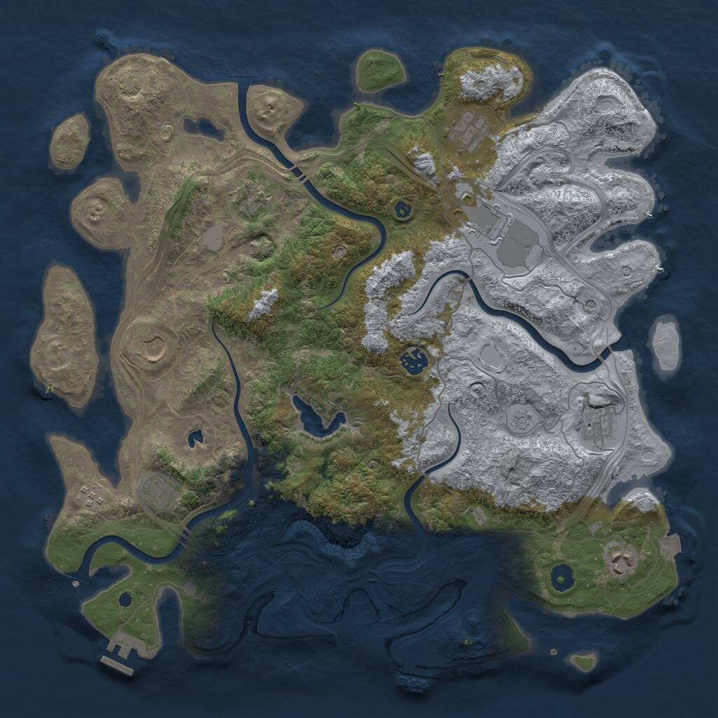 Rust Map: Procedural Map, Size: 4250, Seed: 1933789709, 15 Monuments