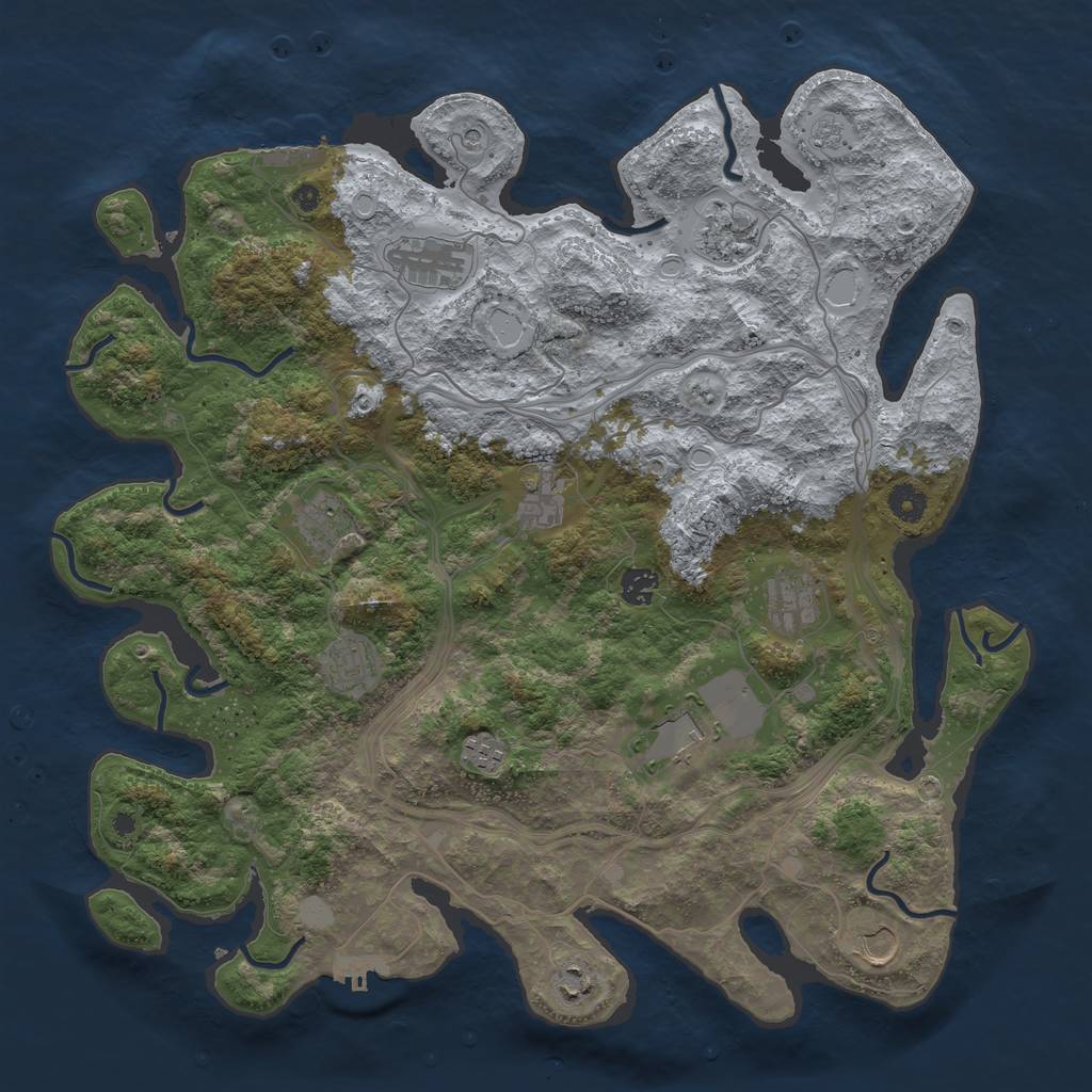 Rust Map: Procedural Map, Size: 4250, Seed: 40820221, 18 Monuments