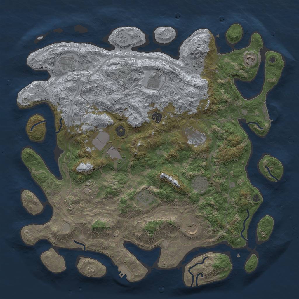 Rust Map: Procedural Map, Size: 4300, Seed: 121252870, 20 Monuments