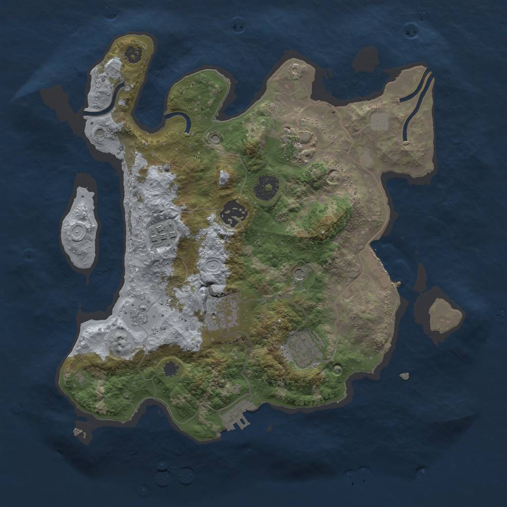 Rust Map: Procedural Map, Size: 3000, Seed: 2116125375, 14 Monuments