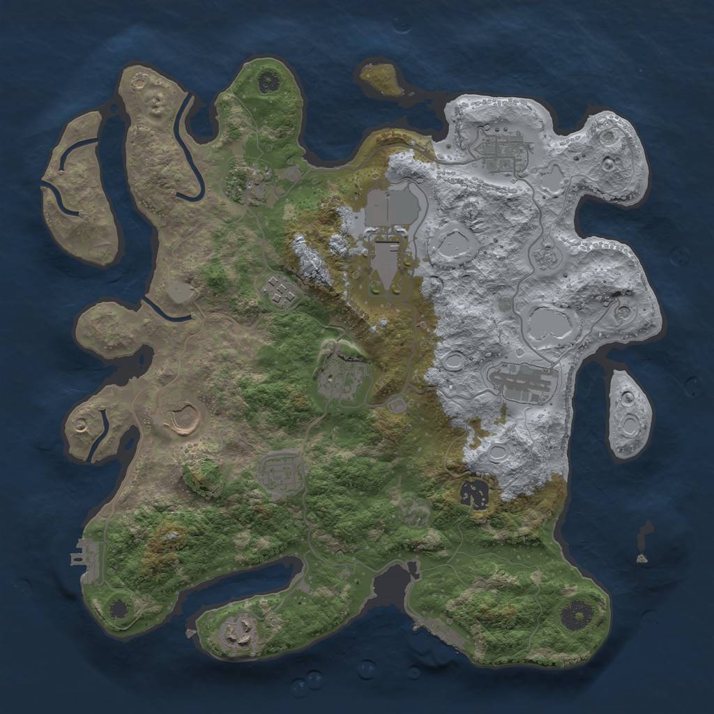 Rust Map: Procedural Map, Size: 3500, Seed: 2016633473, 17 Monuments