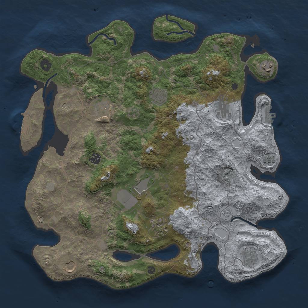 Rust Map: Procedural Map, Size: 4000, Seed: 2586125, 19 Monuments