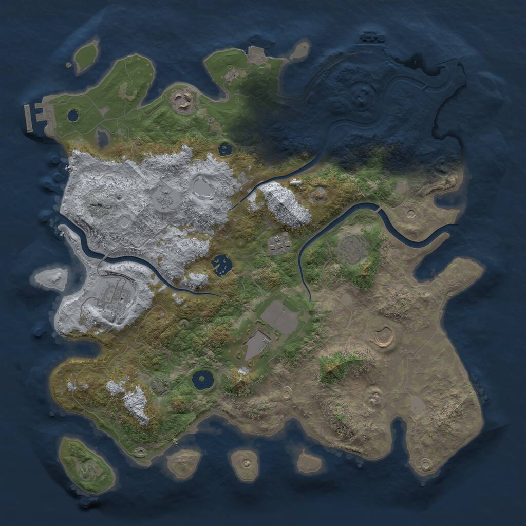 Rust Map: Procedural Map, Size: 3850, Seed: 702001797, 13 Monuments