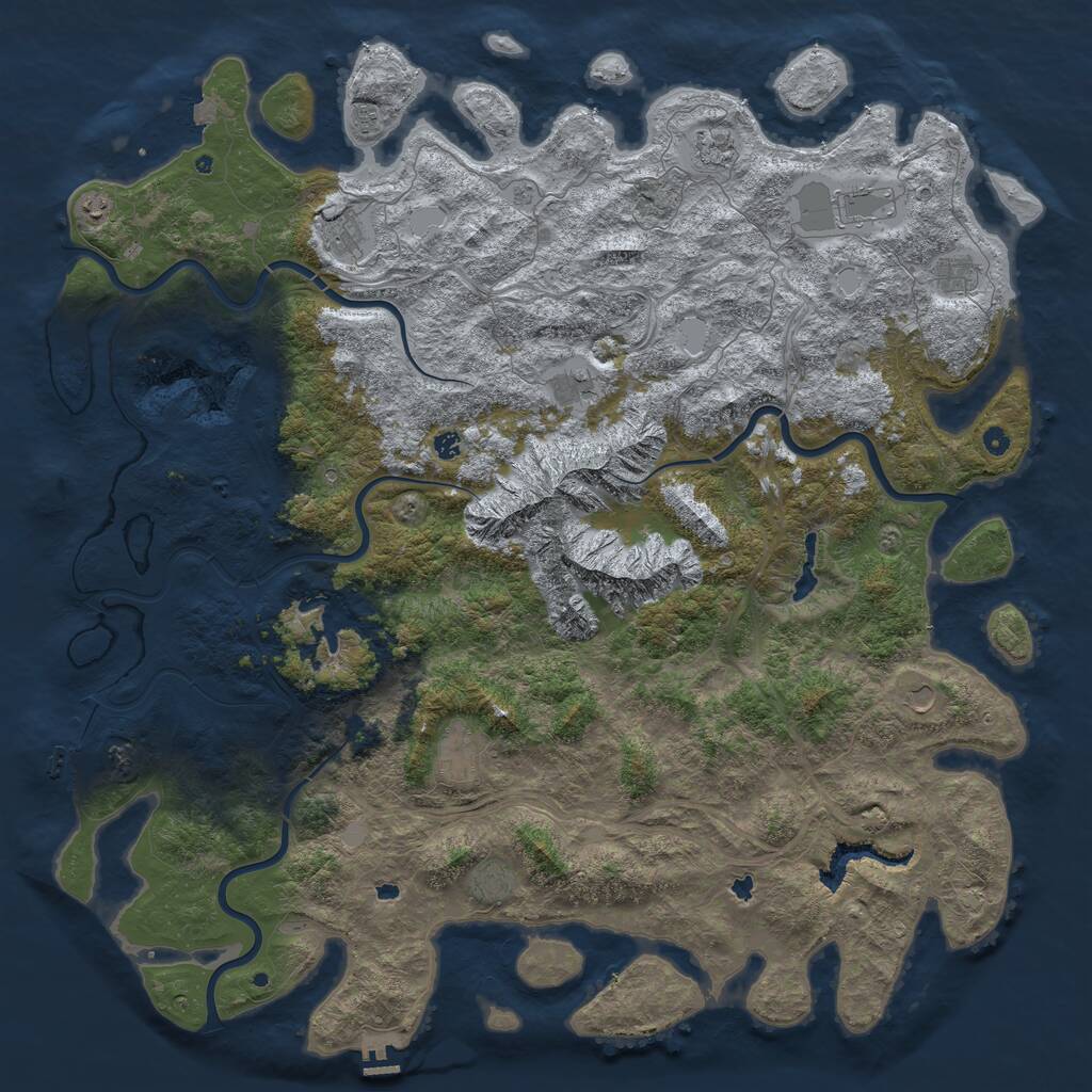 Rust Map: Procedural Map, Size: 6000, Seed: 919194422, 17 Monuments