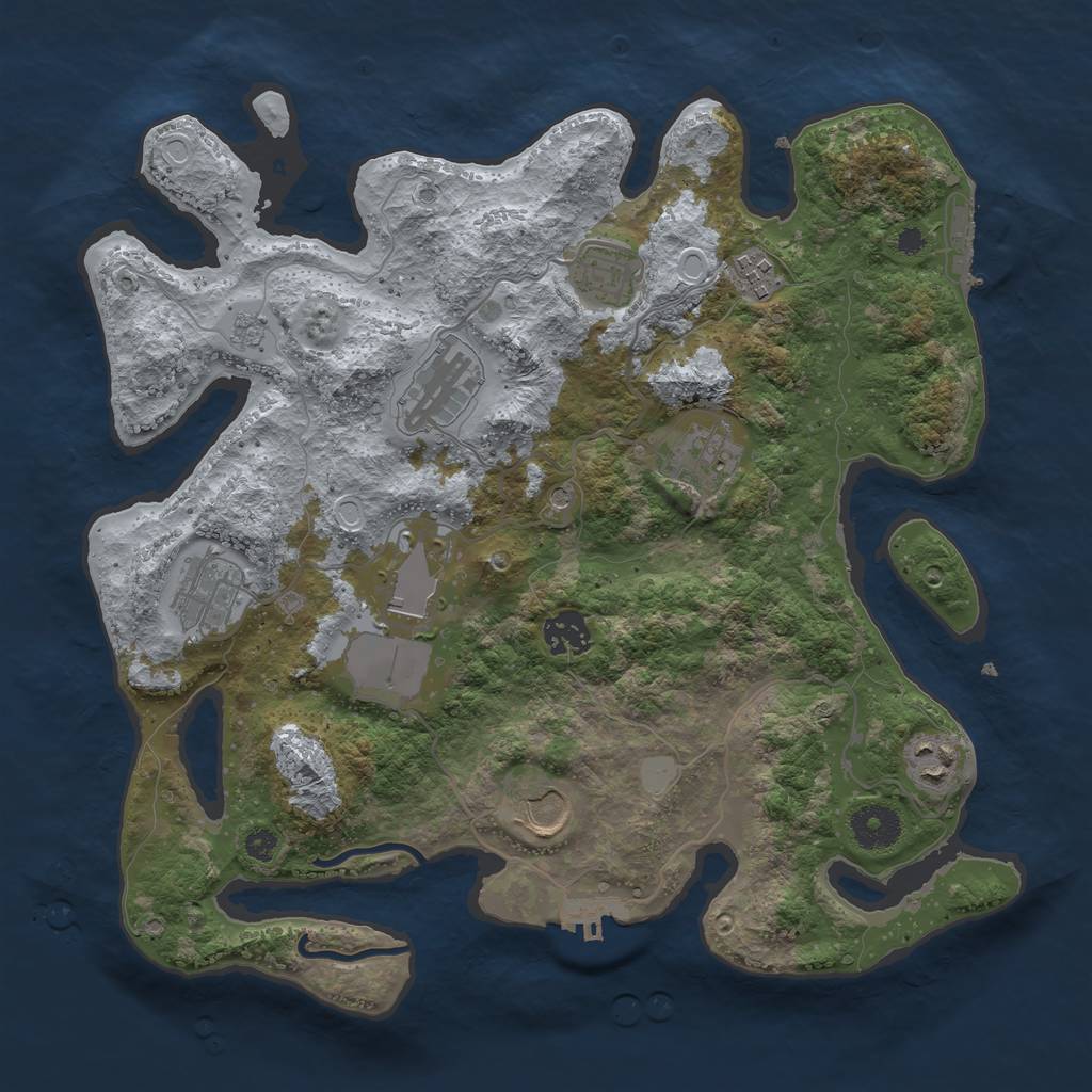 Rust Map: Procedural Map, Size: 3500, Seed: 1808209638, 18 Monuments