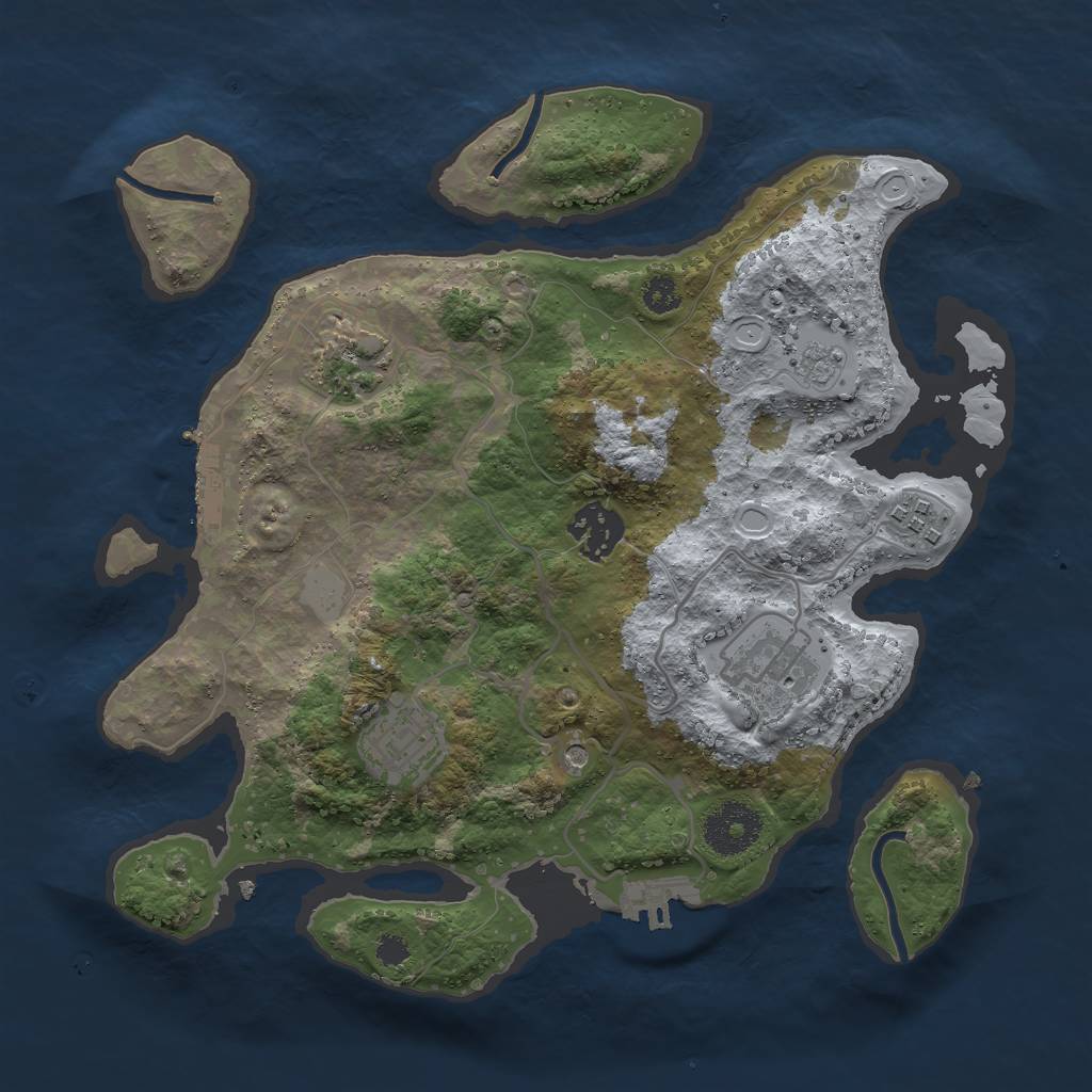 Rust Map: Procedural Map, Size: 3000, Seed: 1254057874, 14 Monuments