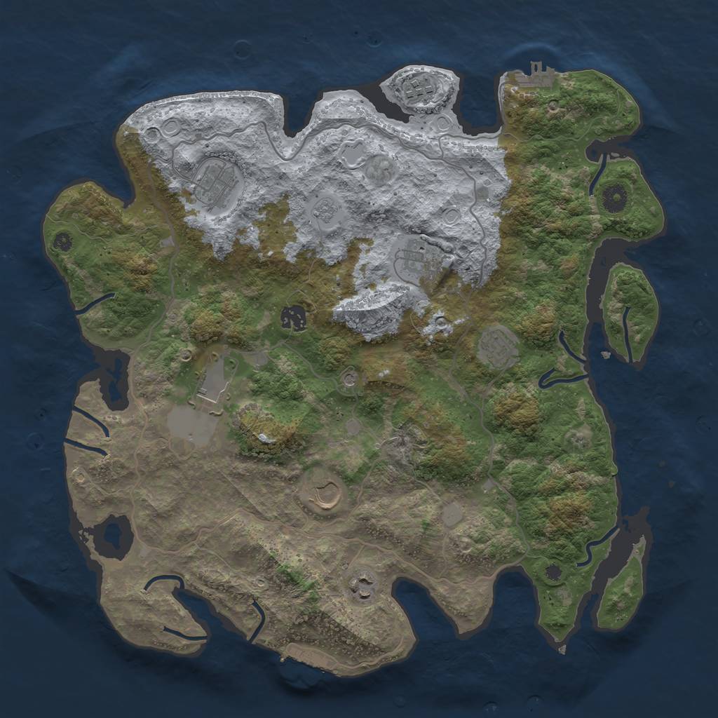 Rust Map: Procedural Map, Size: 4000, Seed: 77020646, 17 Monuments