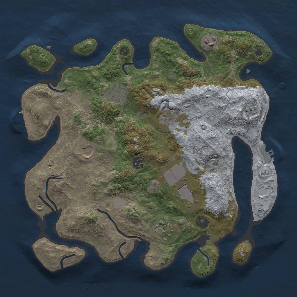 Rust Map: Procedural Map, Size: 3500, Seed: 392304180, 17 Monuments