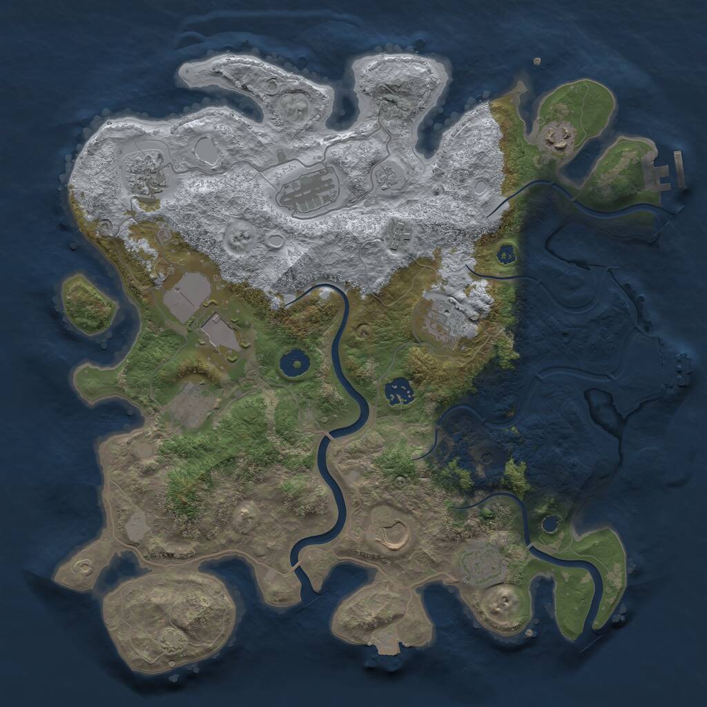 Rust Map: Procedural Map, Size: 3750, Seed: 202802944, 16 Monuments