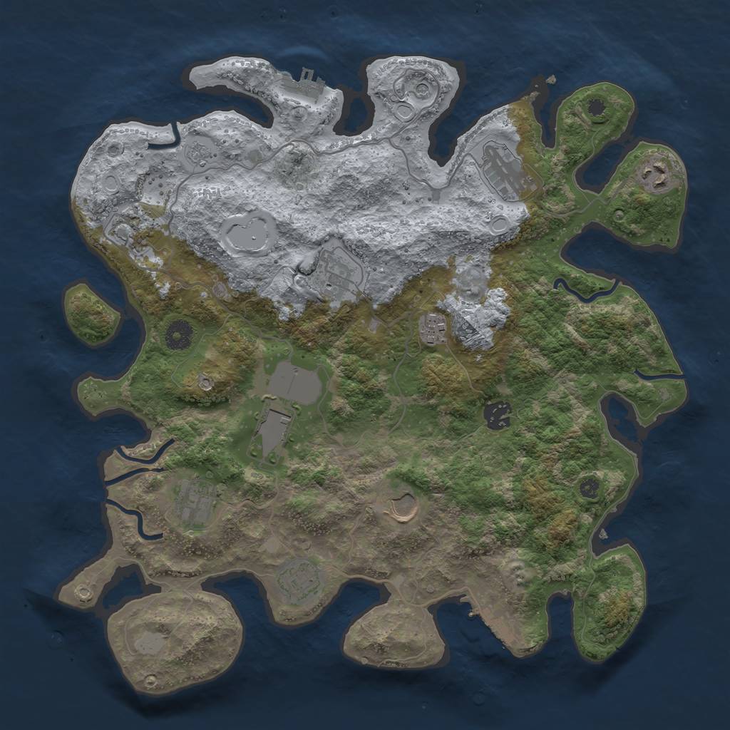 Rust Map: Procedural Map, Size: 3750, Seed: 202802944, 19 Monuments