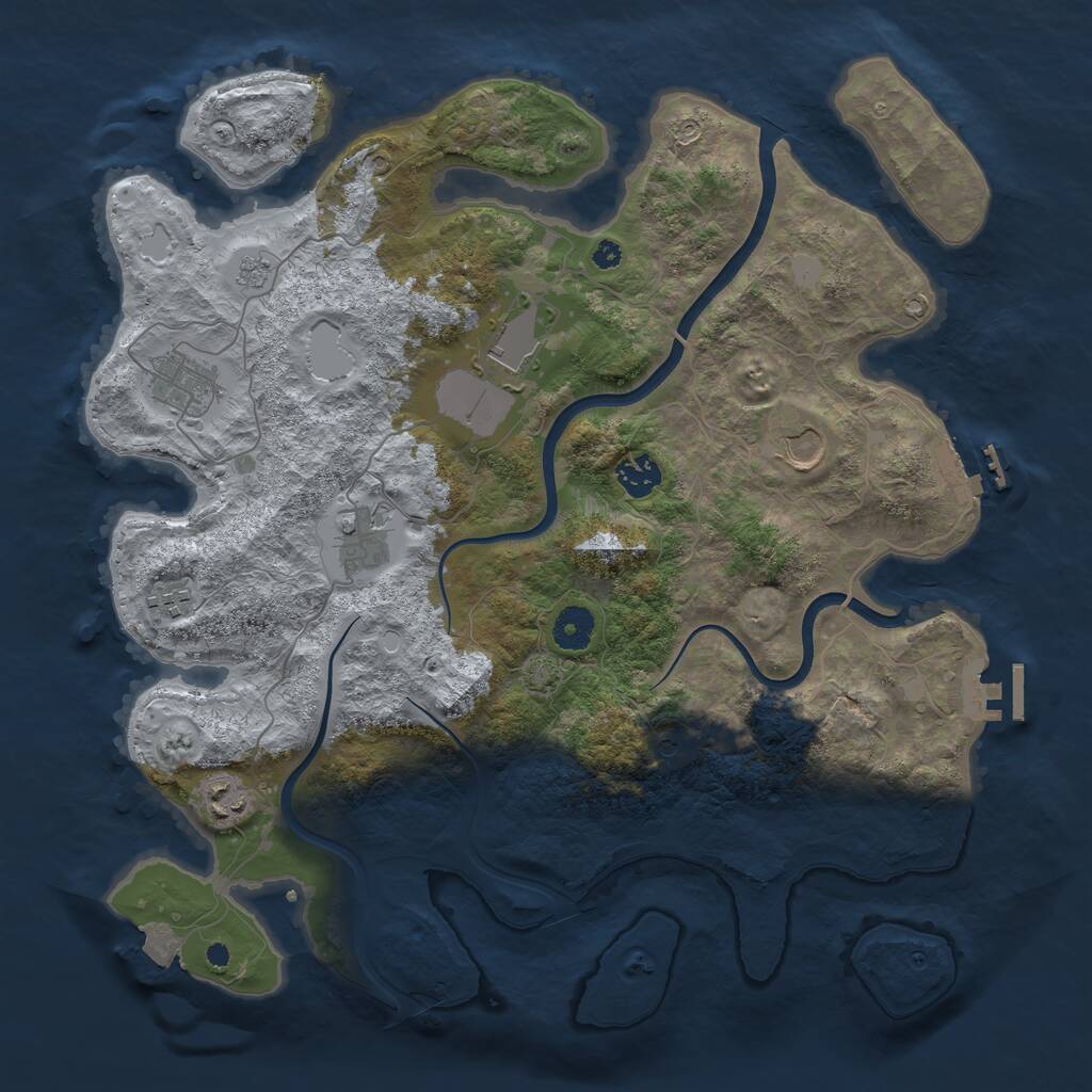 Rust Map: Procedural Map, Size: 3850, Seed: 1417523897, 13 Monuments