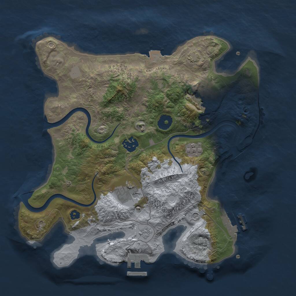 Rust Map: Procedural Map, Size: 3000, Seed: 17950, 10 Monuments