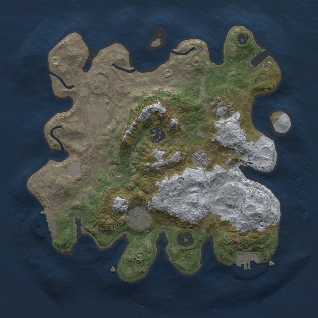 Rust Map: Procedural Map, Size: 3000, Seed: 24307, 14 Monuments