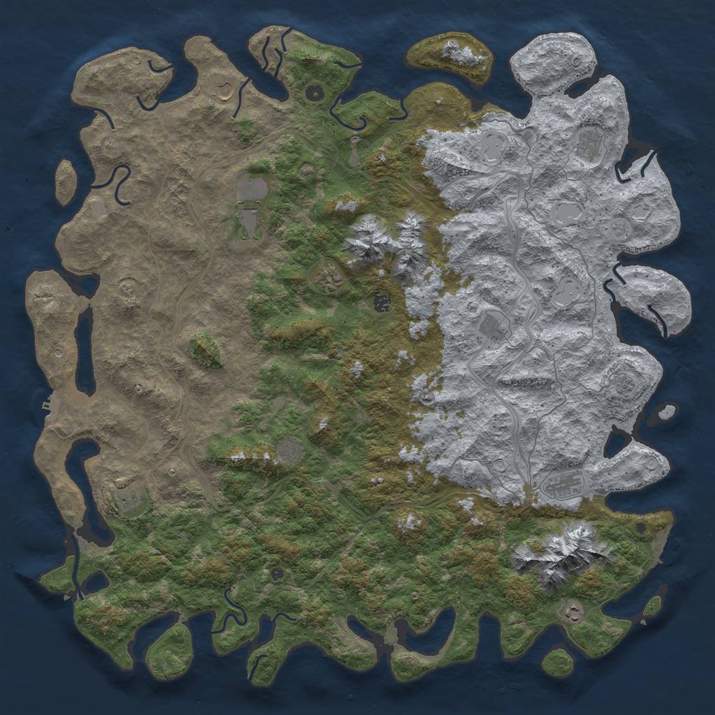 Rust Map: Procedural Map, Size: 6000, Seed: 4738295, 18 Monuments