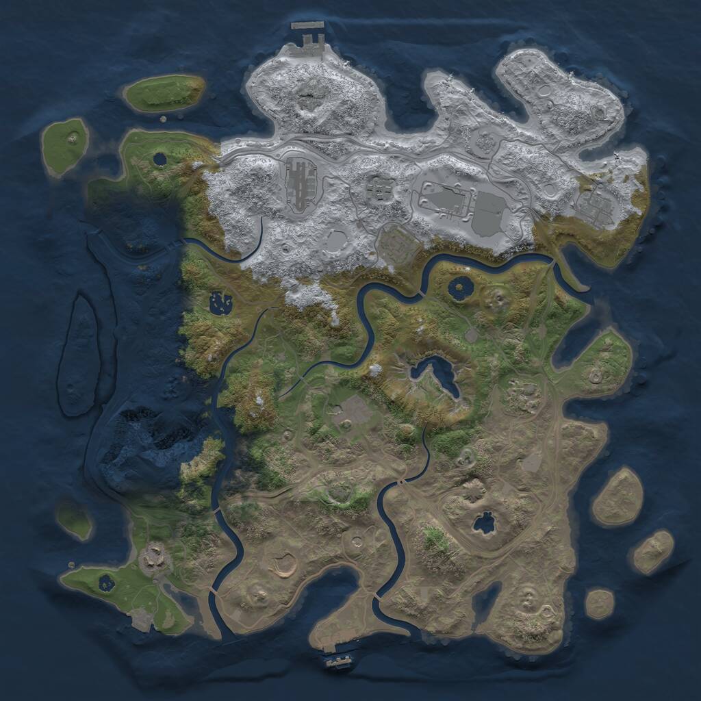 Rust Map: Procedural Map, Size: 4300, Seed: 689100680, 16 Monuments