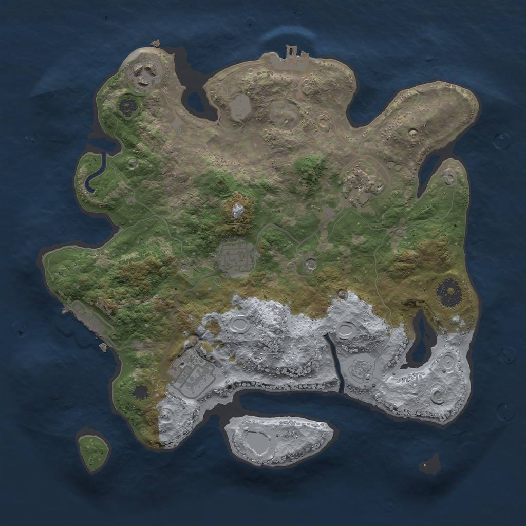 Rust Map: Procedural Map, Size: 3000, Seed: 539833874, 13 Monuments