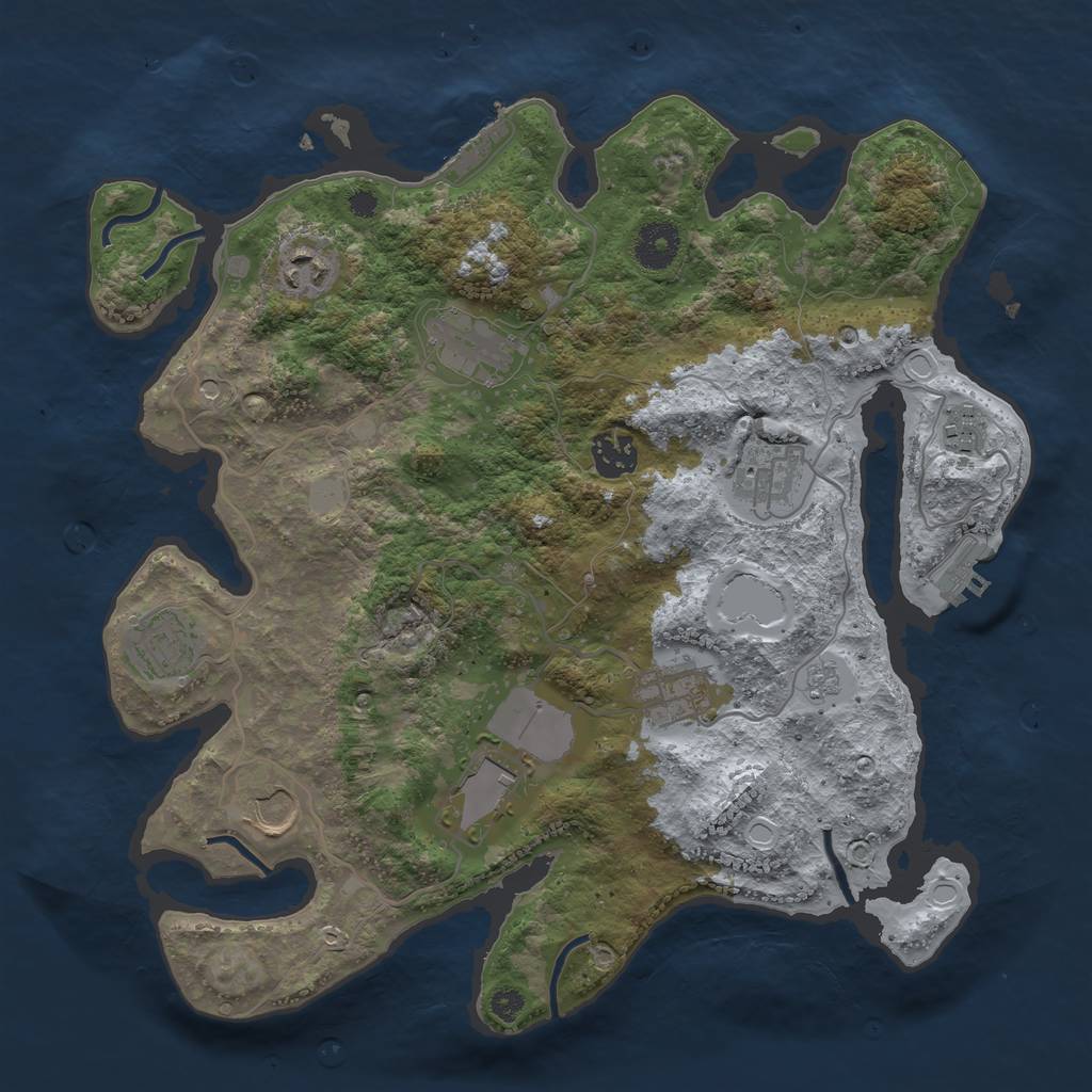 Rust Map: Procedural Map, Size: 3500, Seed: 908991787, 18 Monuments