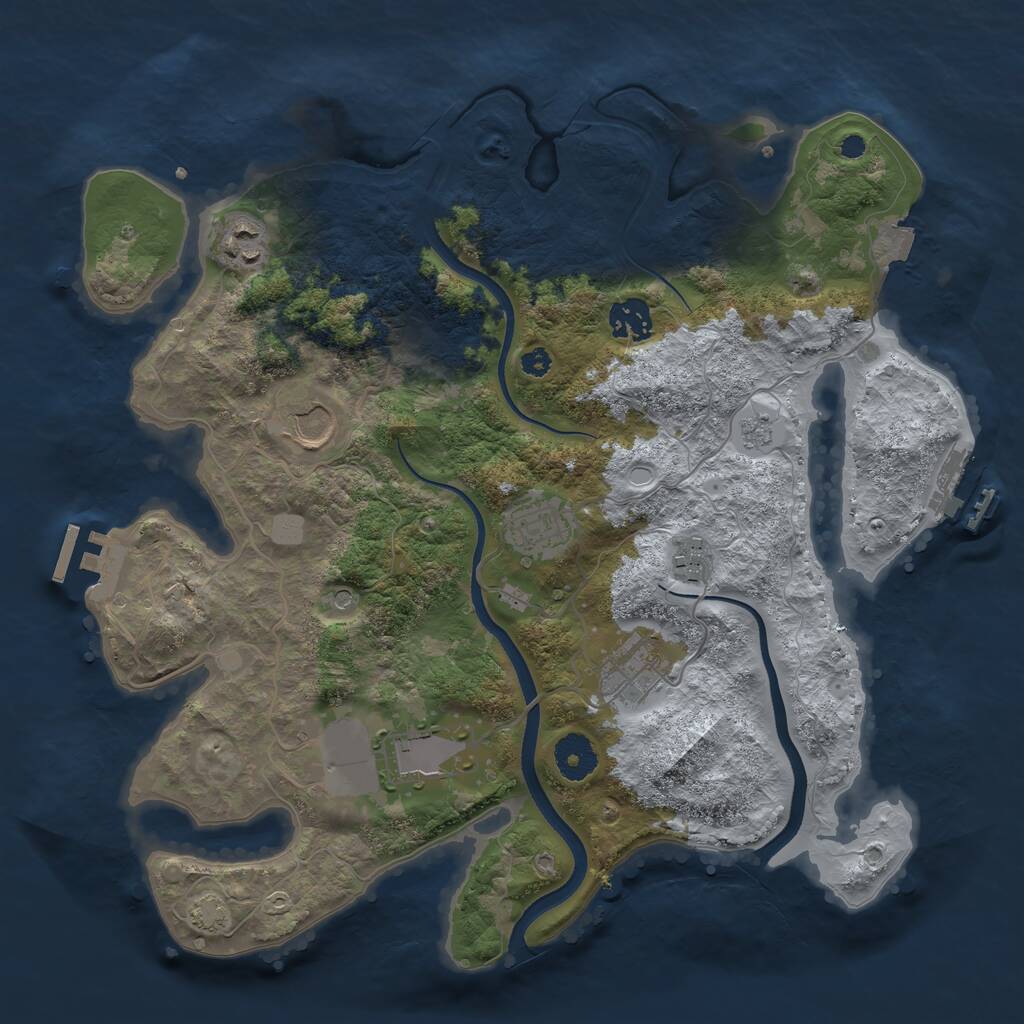 Rust Map: Procedural Map, Size: 3500, Seed: 908991787, 13 Monuments