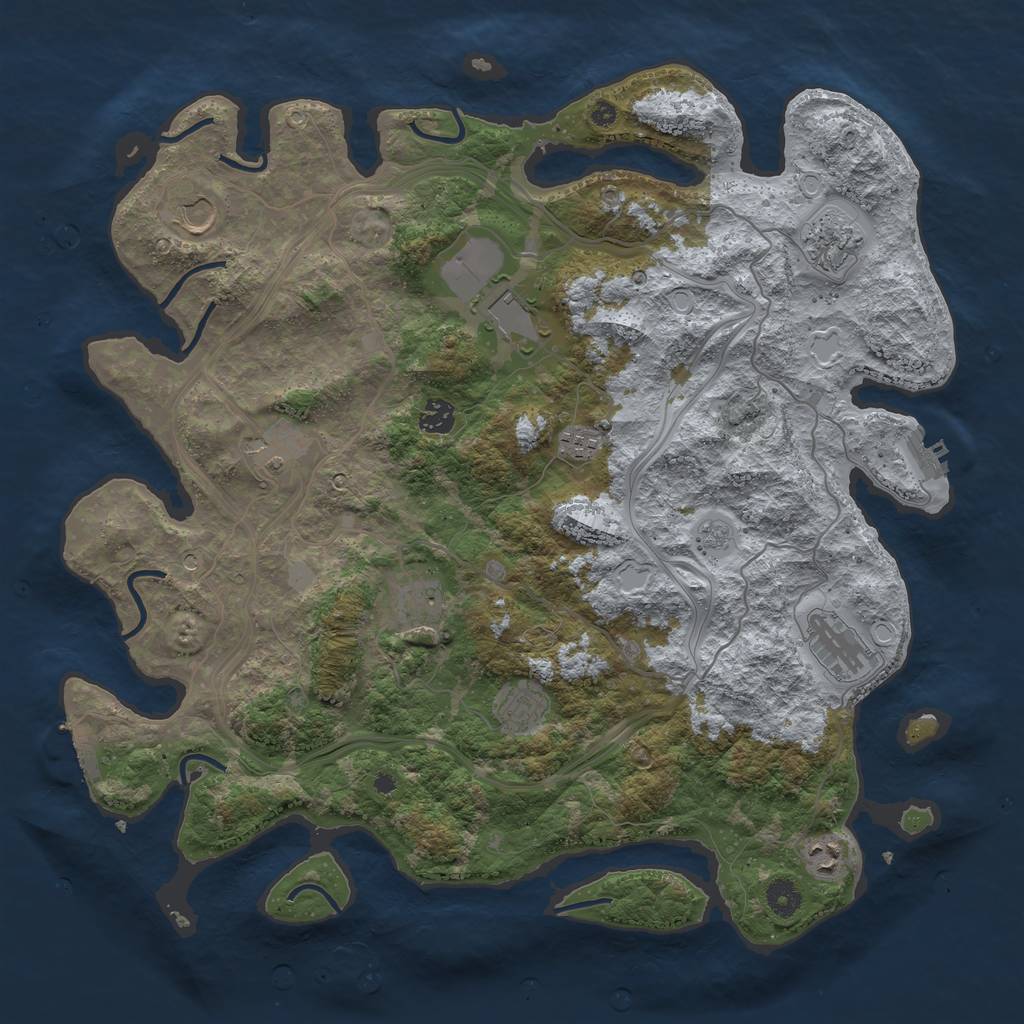 Rust Map: Procedural Map, Size: 4250, Seed: 47788334, 17 Monuments