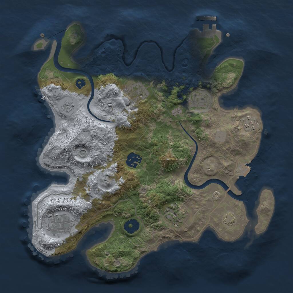 Rust Map: Procedural Map, Size: 3000, Seed: 2161, 11 Monuments