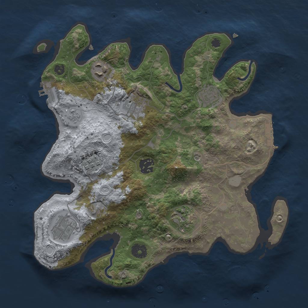 Rust Map: Procedural Map, Size: 3000, Seed: 2161, 14 Monuments