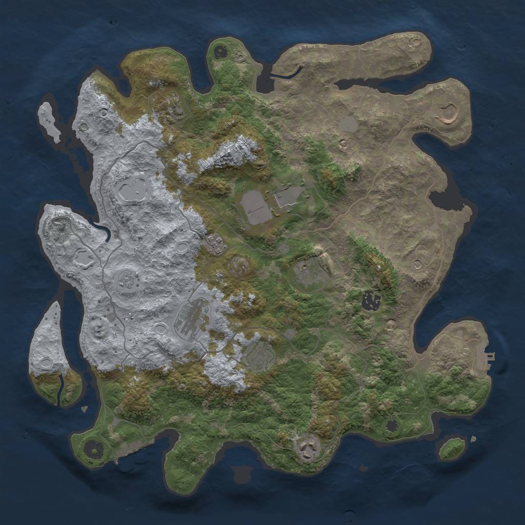 Rust Map: Procedural Map, Size: 4000, Seed: 553206225, 18 Monuments
