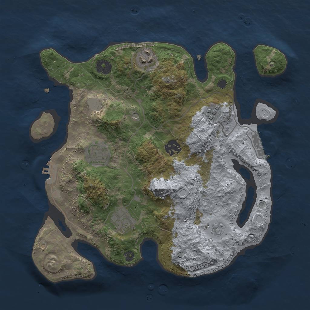 Rust Map: Procedural Map, Size: 3000, Seed: 1814633870, 14 Monuments