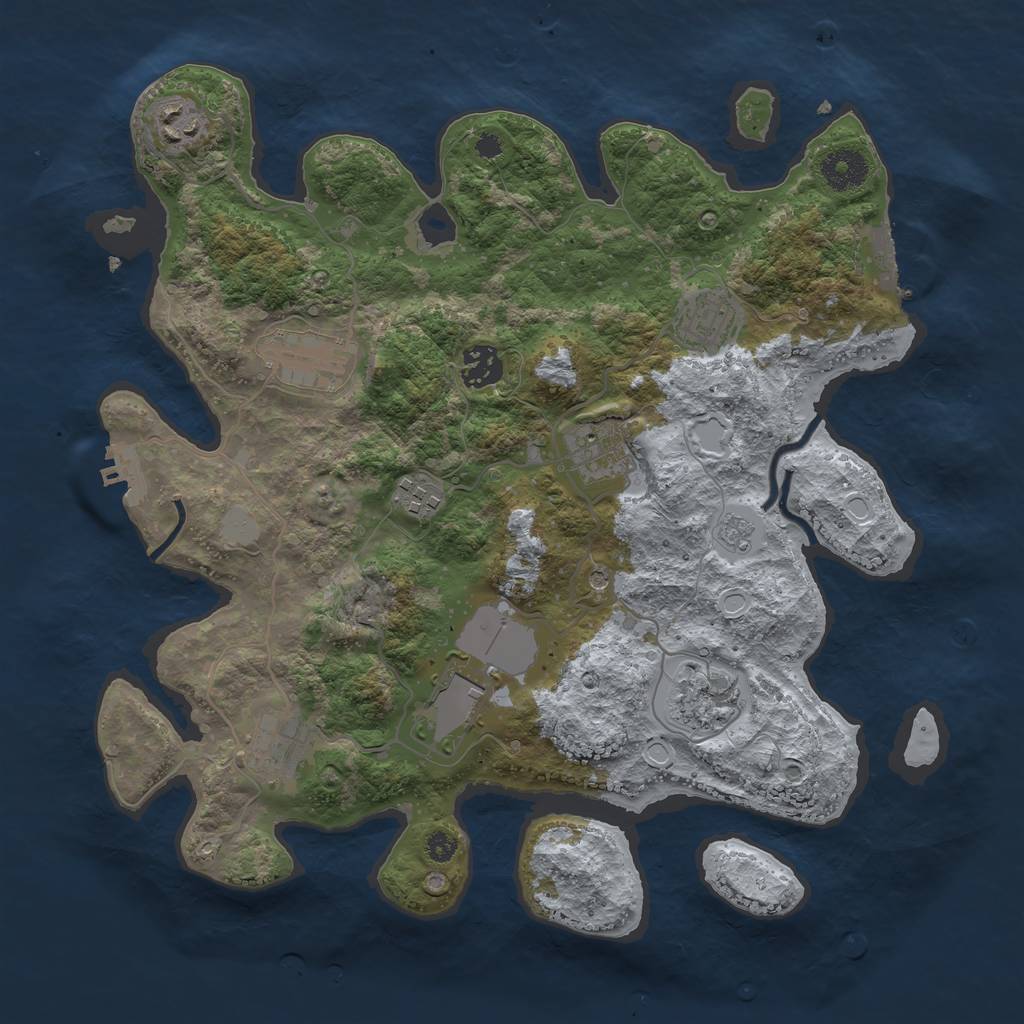 Rust Map: Procedural Map, Size: 3500, Seed: 1166467326, 18 Monuments
