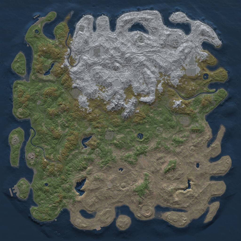Rust Map: Procedural Map, Size: 6000, Seed: 689877, 17 Monuments