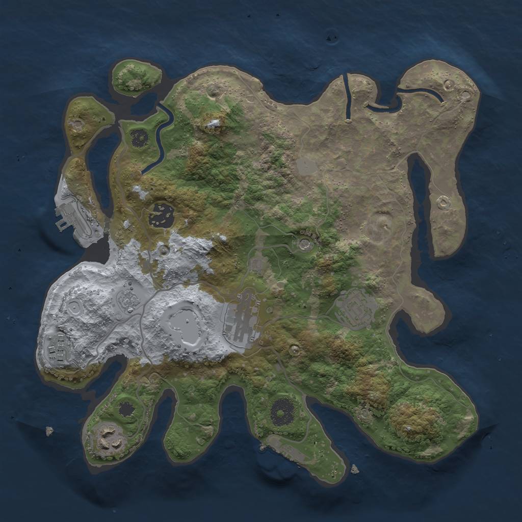 Rust Map: Procedural Map, Size: 3000, Seed: 54468, 14 Monuments