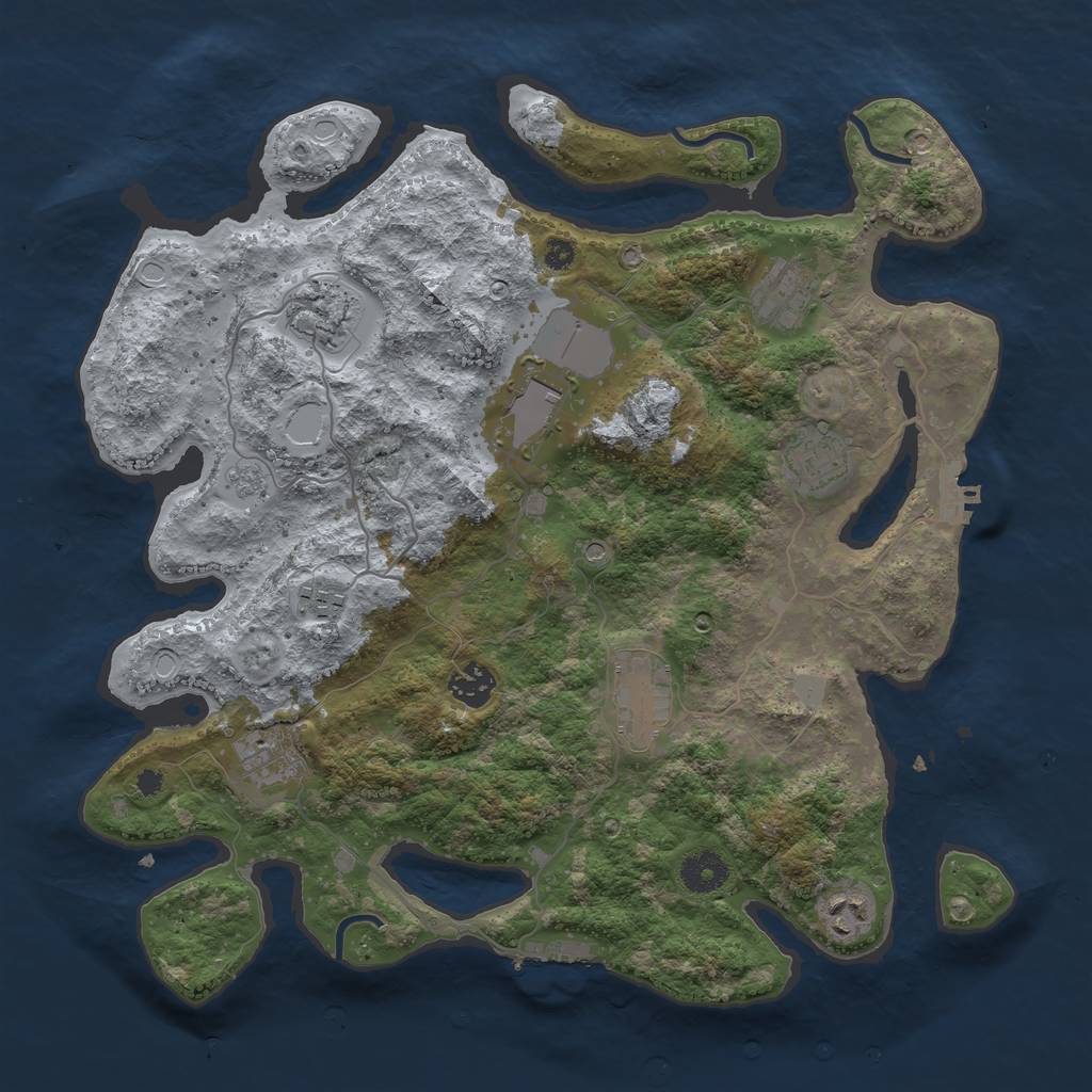 Rust Map: Procedural Map, Size: 3700, Seed: 708610609, 16 Monuments