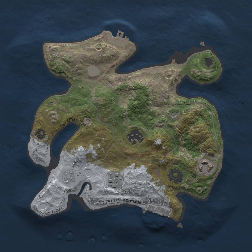 Rust Map: Procedural Map, Size: 2500, Seed: 88587605, 12 Monuments