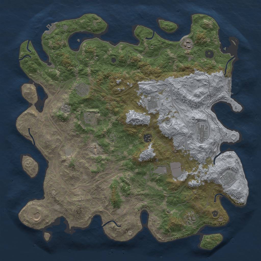 Rust Map: Procedural Map, Size: 4500, Seed: 2046372119, 20 Monuments