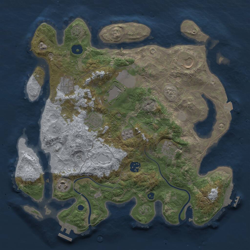 Rust Map: Procedural Map, Size: 3500, Seed: 4573864, 14 Monuments