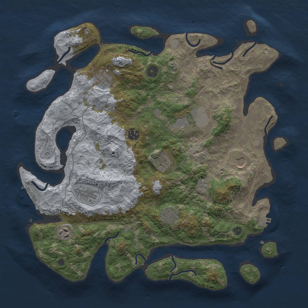 Rust Map: Procedural Map, Size: 4000, Seed: 1307358432, 18 Monuments